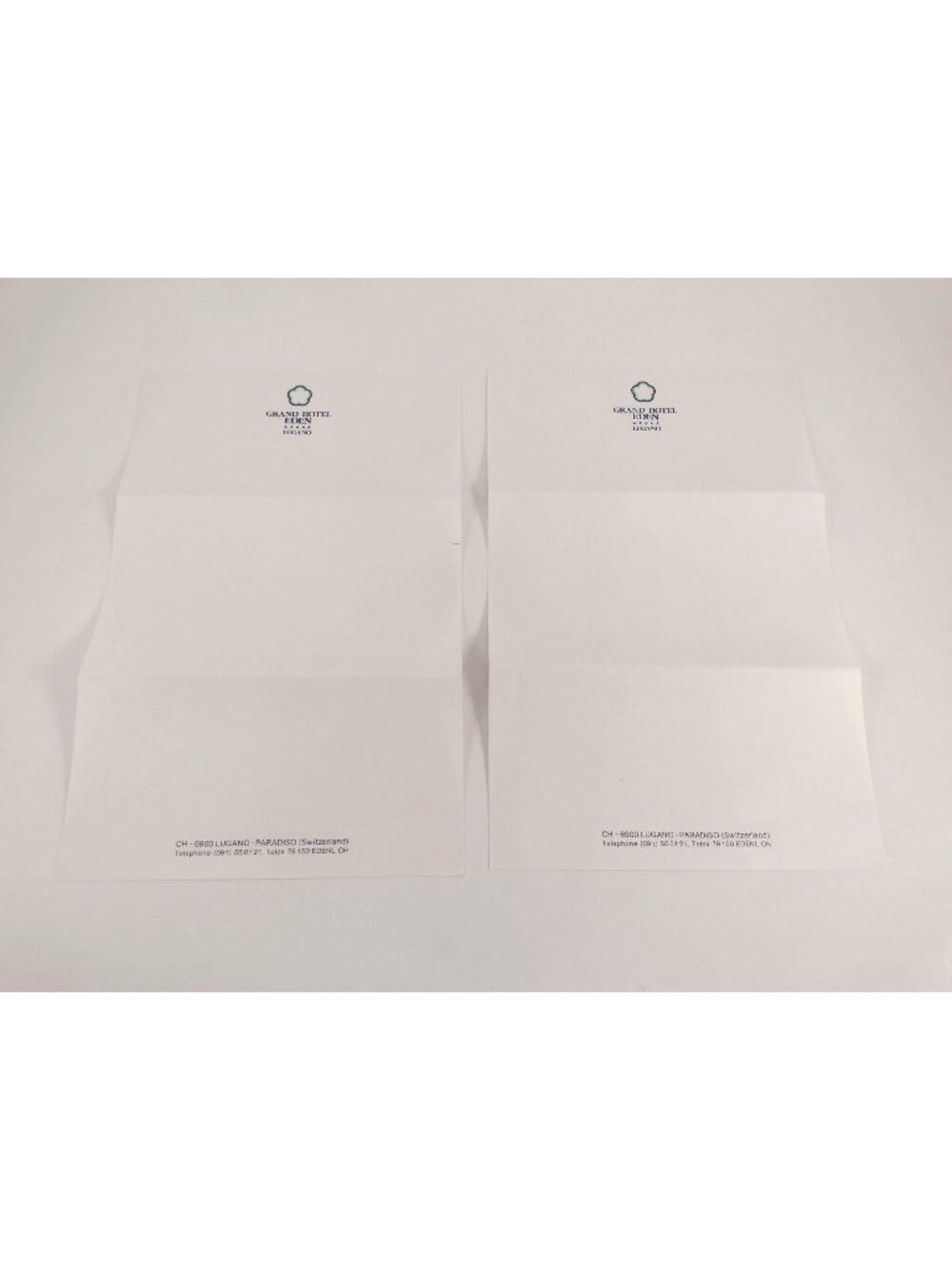Grand Hotel Eden Lugano Switzerland Vintage Stationery Note Paper Set of 2